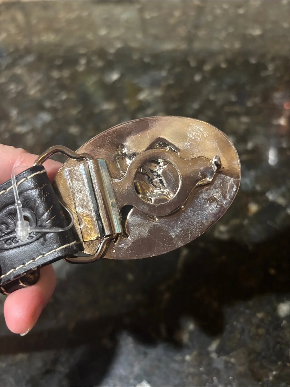 Western leather belt and silver buckle!